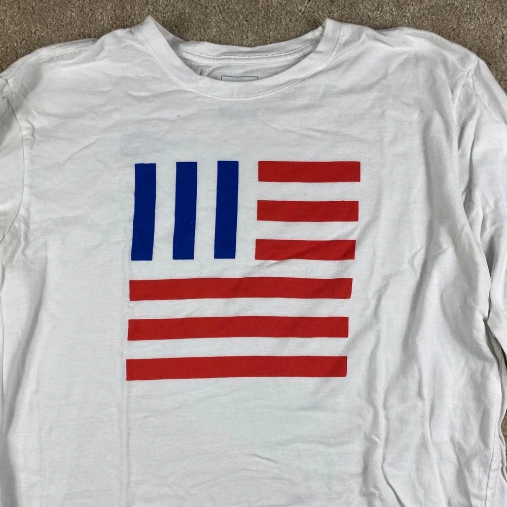 The North Face Mens XL White USA Graphic Long Sleeve T-Shirt Flag Print BX16A14